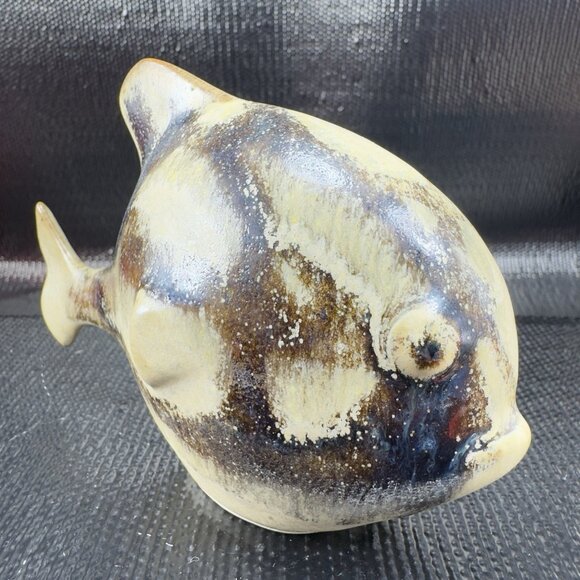 Vintage Hand Made Stoneware Pottery Piranha Fish Figurine Brown Glaze Figure VTG - Picture 5 of 12
